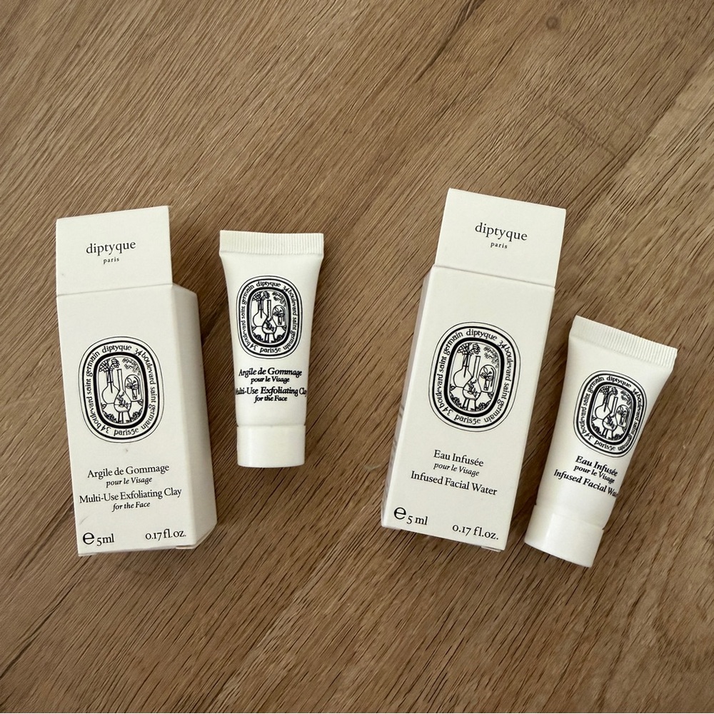 Diptyque Infused Facial Water & Face Exfoliating Clay Sample Size .17oz, 5ml NIB - Picture 2 of 3